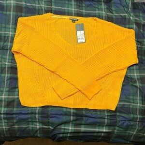 NWT trendy yellow cropped sweater size small wild fable